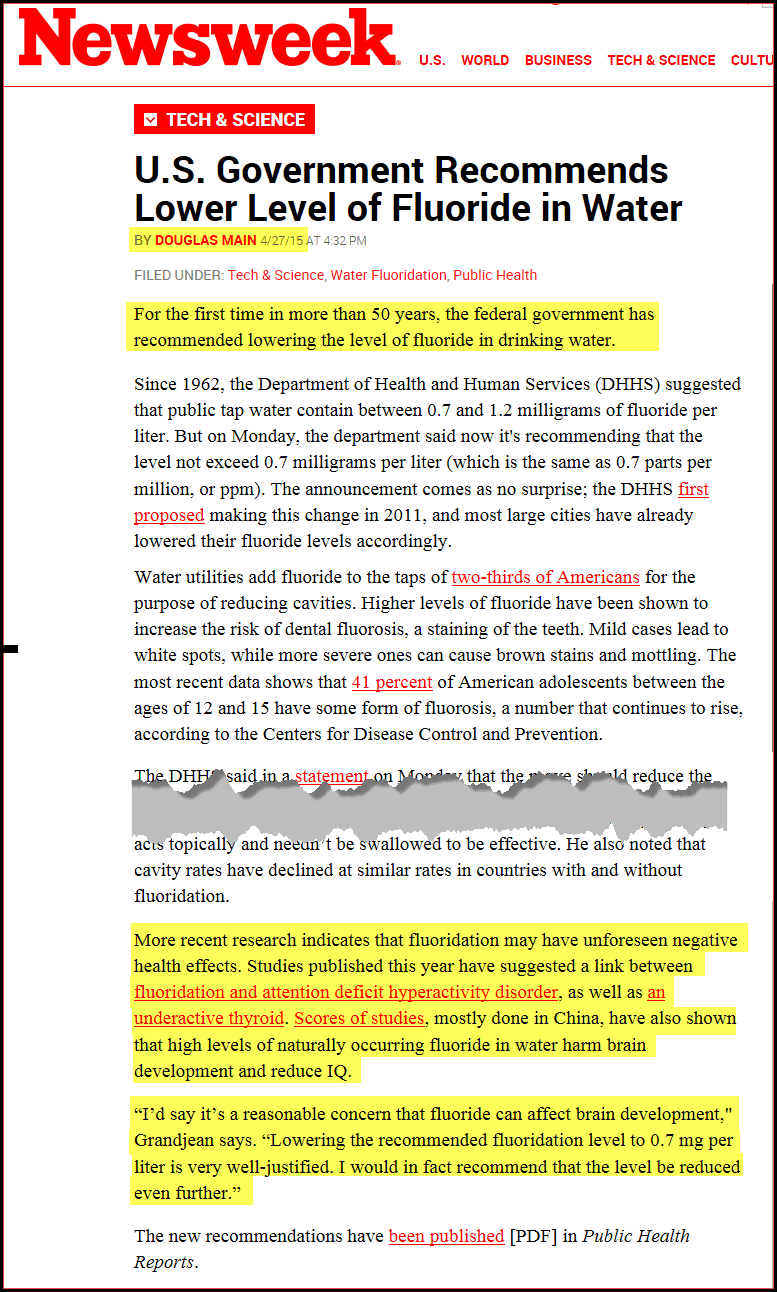 Newsweek Fluoride in Drinking Water