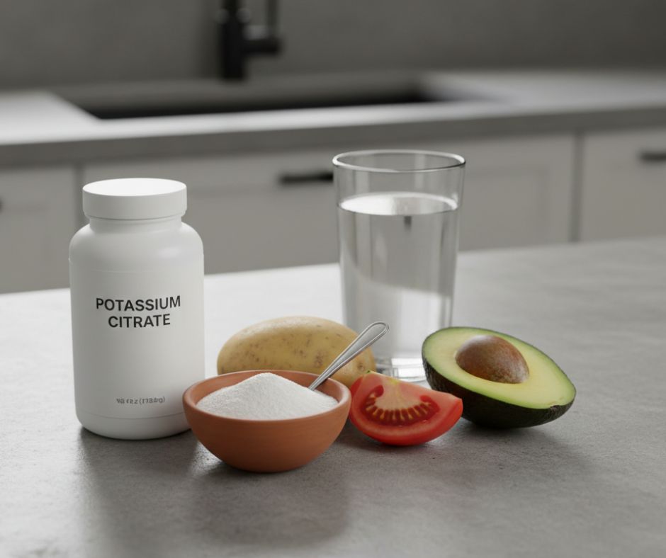 Potassium supplement and food.